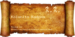Kolonits Kadosa névjegykártya